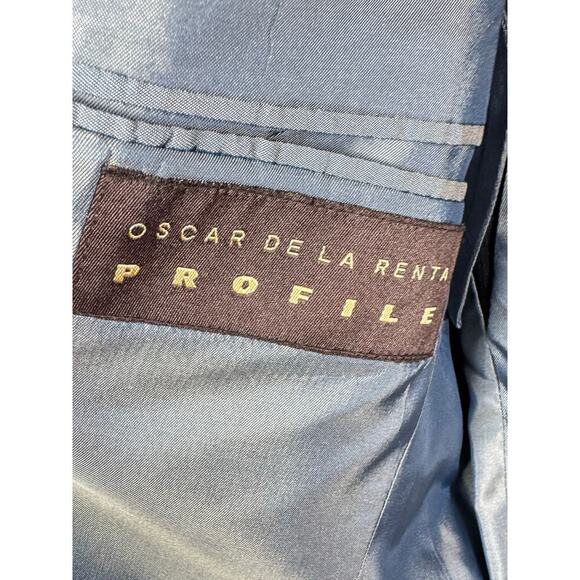 Oscar De La Renta Profile Men’s Suit Jacket Pin Stripe Navy Blue Wool 38S 30W - Picture 4 of 9